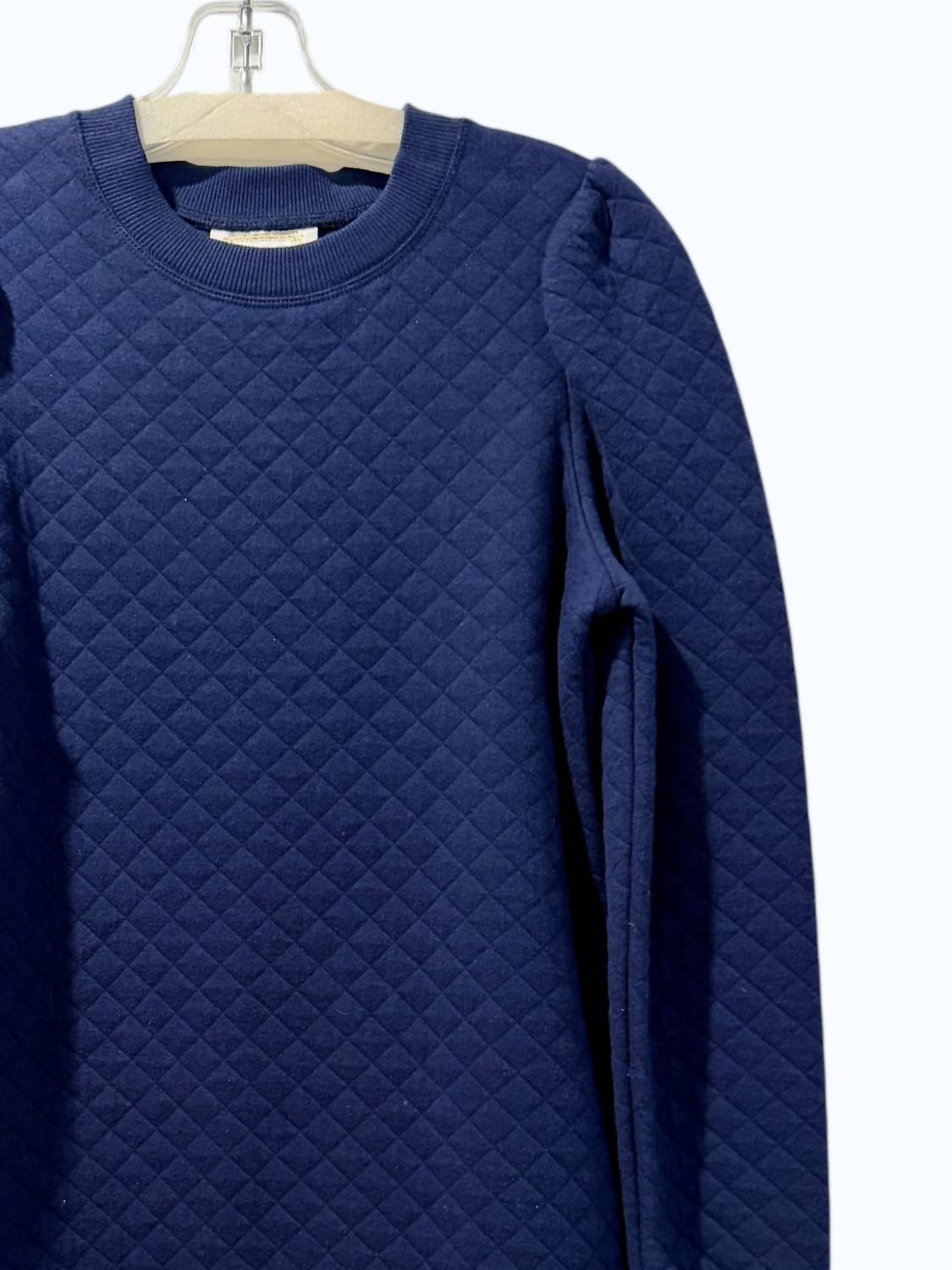 SAIL to SABLE Women's Quilted Long Sleeve Dress in navy - women's dress - detail view