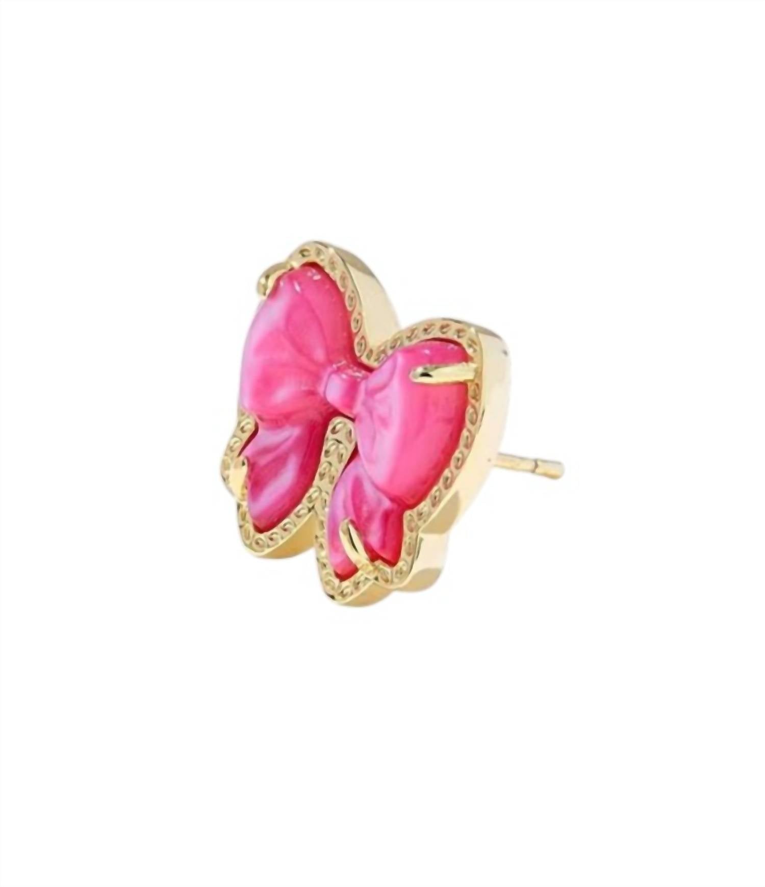 Kendra Scott Women's Haley Bow Stud Earrings in gold rose violet mother of pearl 1 - women's jewelry - alternate view