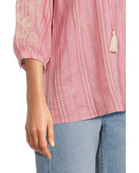 Johnny Was - PRAIRIE BLOUSE 3/4 SLEEVE HYACINTH