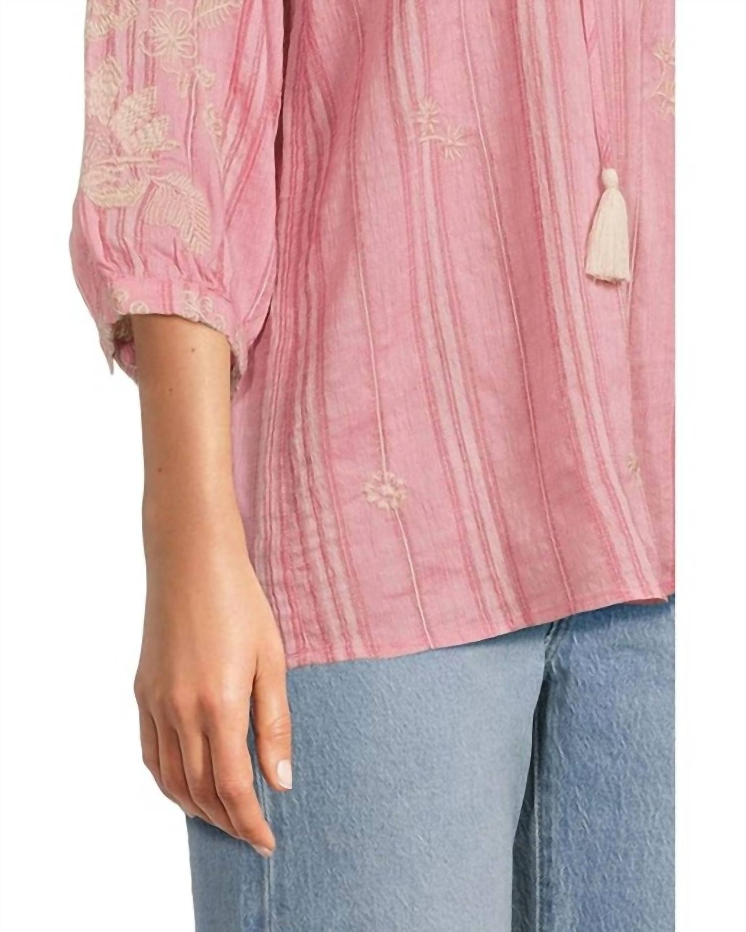 Johnny Was - PRAIRIE BLOUSE 3/4 SLEEVE HYACINTH