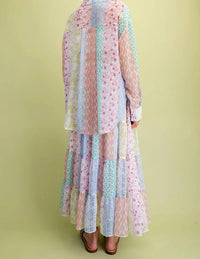 Easel - Patchwork Chiffon Tiered Maxi Skirt