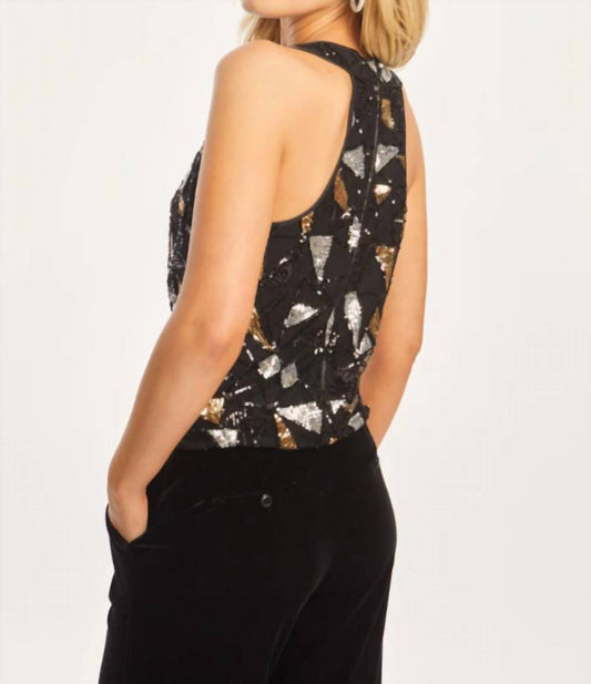 Caballero - Felice Precious Metal Geo Sequin Top