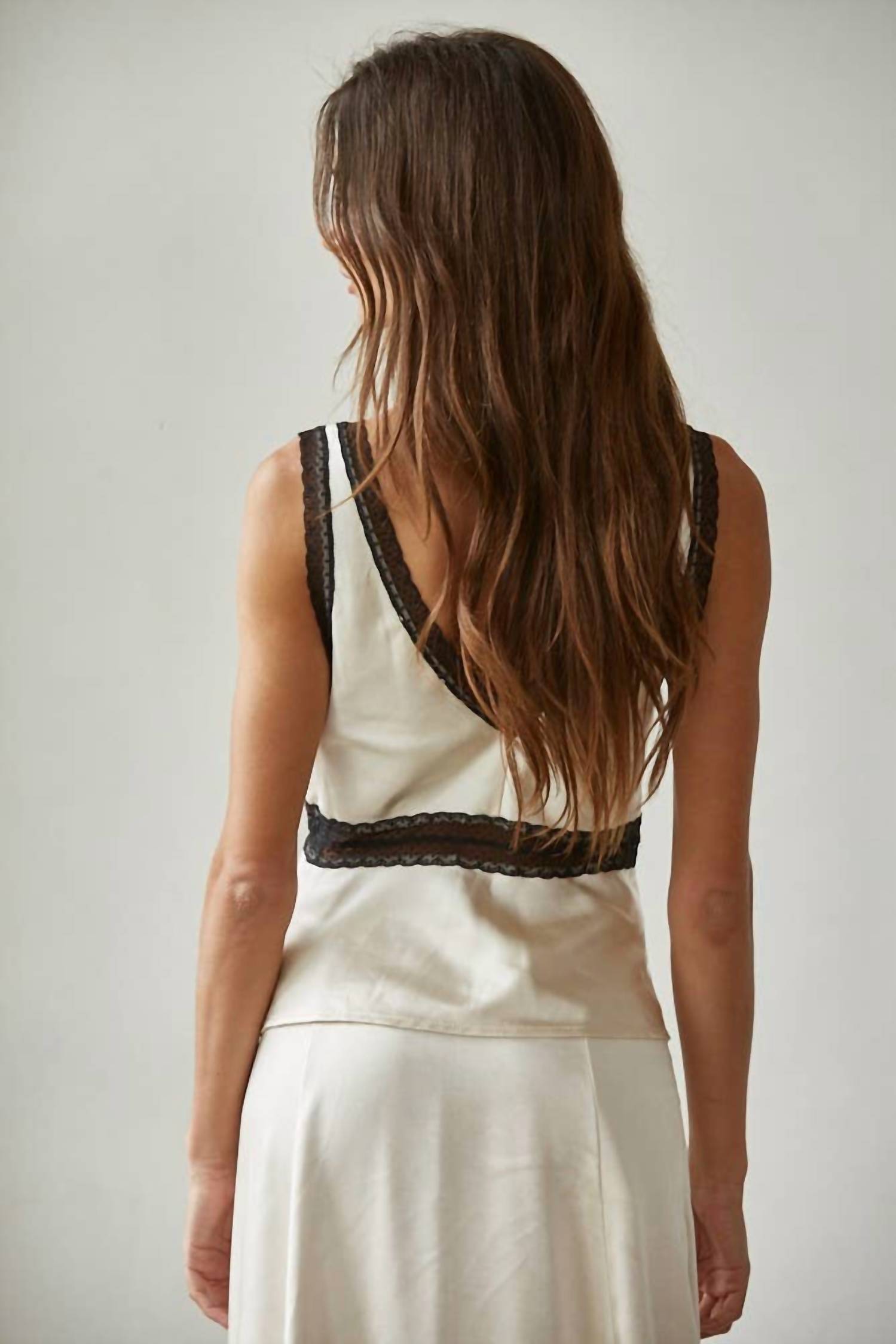 By Together - Woven Contrast Lace Sleeveless Top
