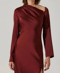ASTR Catriona Front Slit Dress in mulberry - women's dress - alternate view
