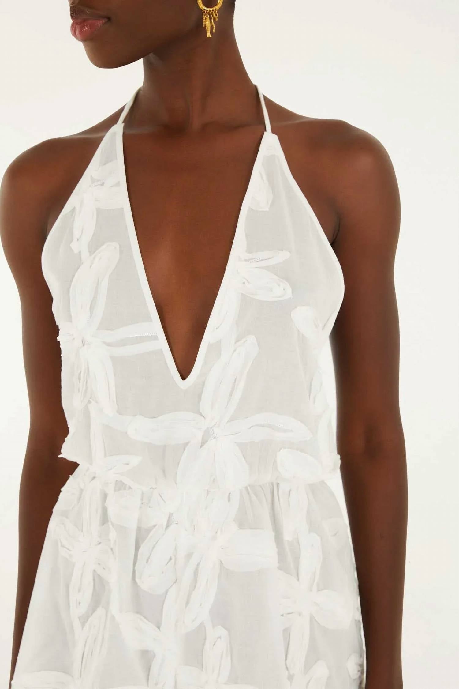 Farm Rio - Embroidered Neck Tie Romper