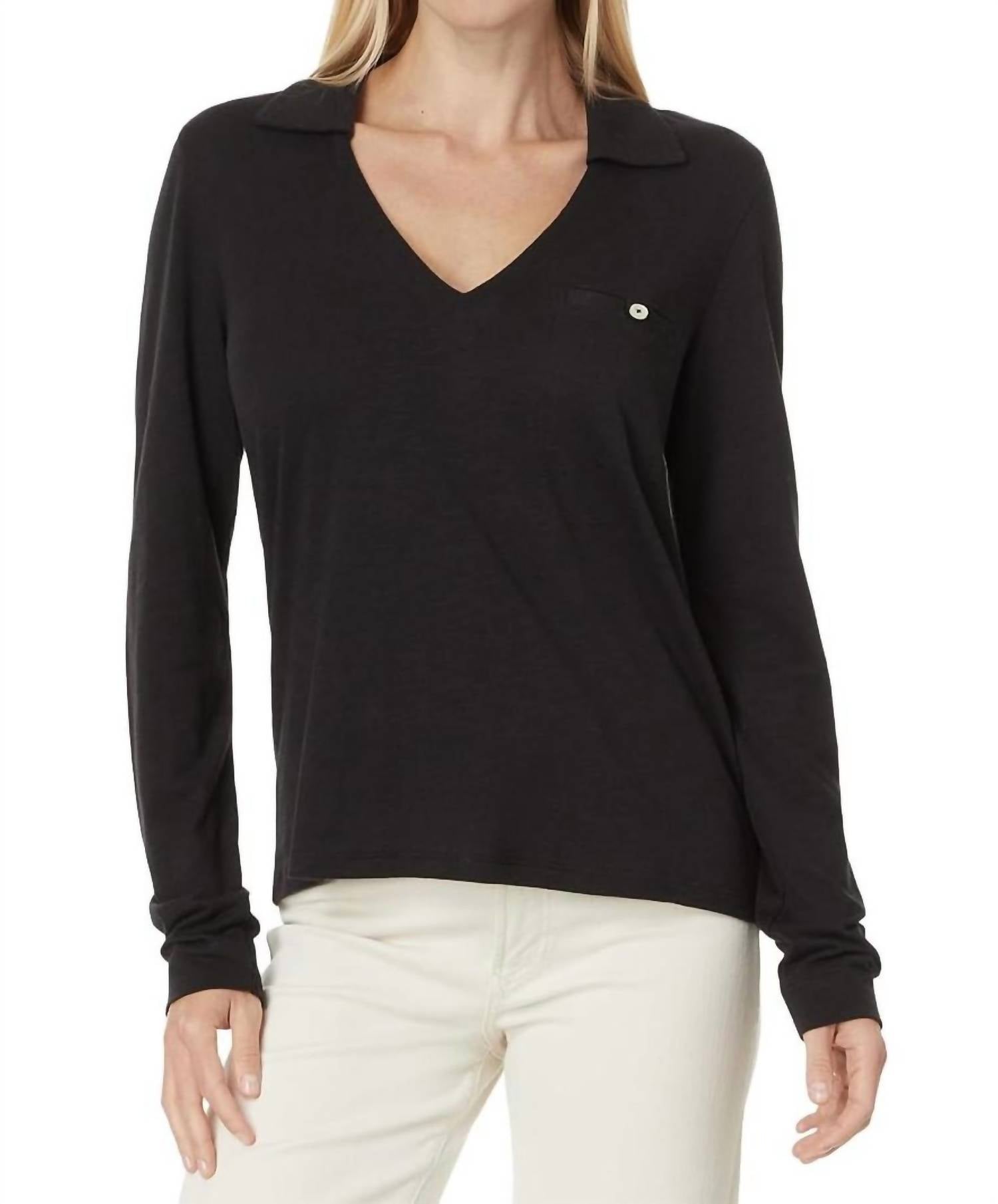Lilla P - Women's Long Sleeve Collared V-neck
