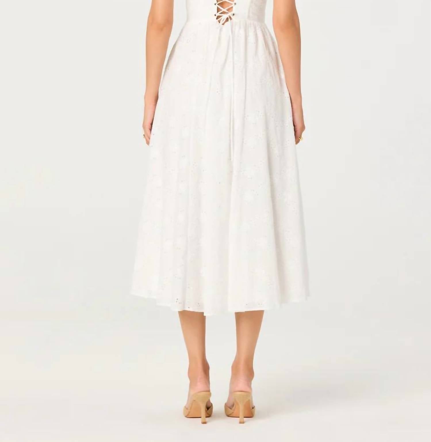 Astr - Wedelia Ruffle Strap Eyelet Corset Midi Dress