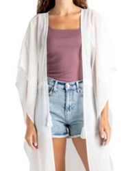 Allthreads Riviera Chiffon Wrap in white - women's cardigan - detail view