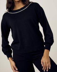Frank Lyman - V-neck Jewel Embellished Sweater