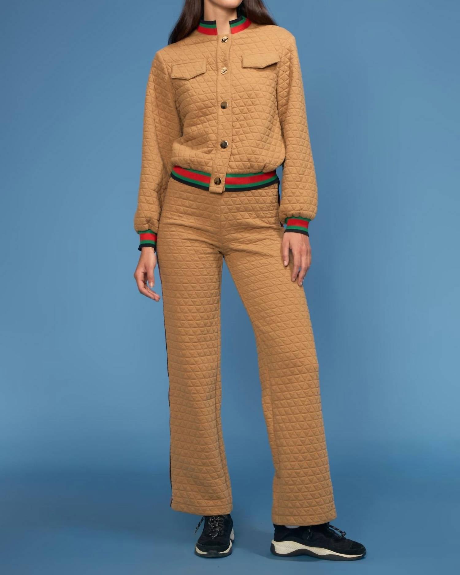 Oolala - Diamond Quilt Snap Bomber And Pant
