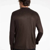 John Varvatos Otavio Stand-collar Stretch Wave Button-up Shirt in brown - men's shirt - detail view
