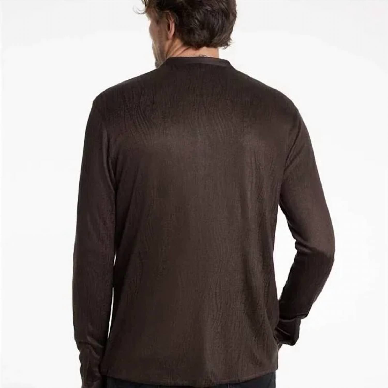 John Varvatos Otavio Stand-collar Stretch Wave Button-up Shirt in brown - men's shirt - detail view