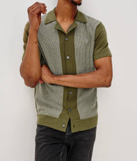 Rails Silas Shirt in olive khaki stripe - men's shirt - detail view
