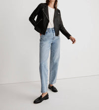 Madewell Washed Leather Motorcycle Short Jacket in black - women's jacket