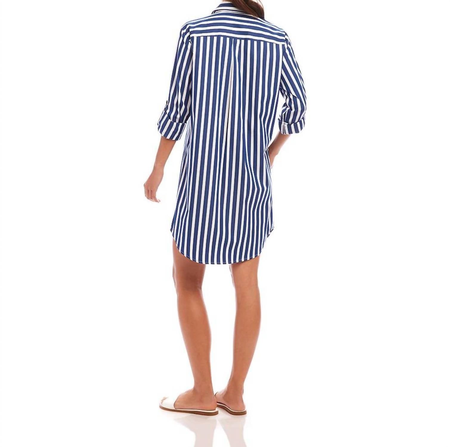 Karen Kane - Roll Tab Stripe Shirtdress