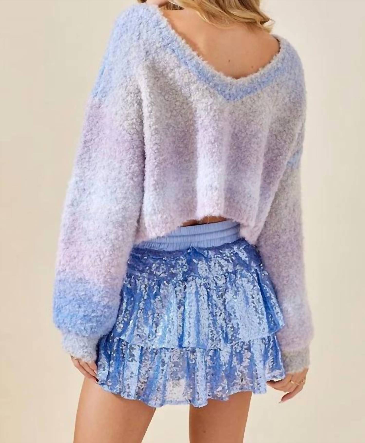 Day + Moon - Cropped Ombre Reversible Sweater