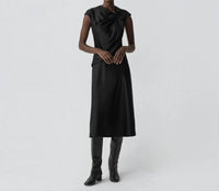 Theory - Twist Bodice Satin Midi Dress