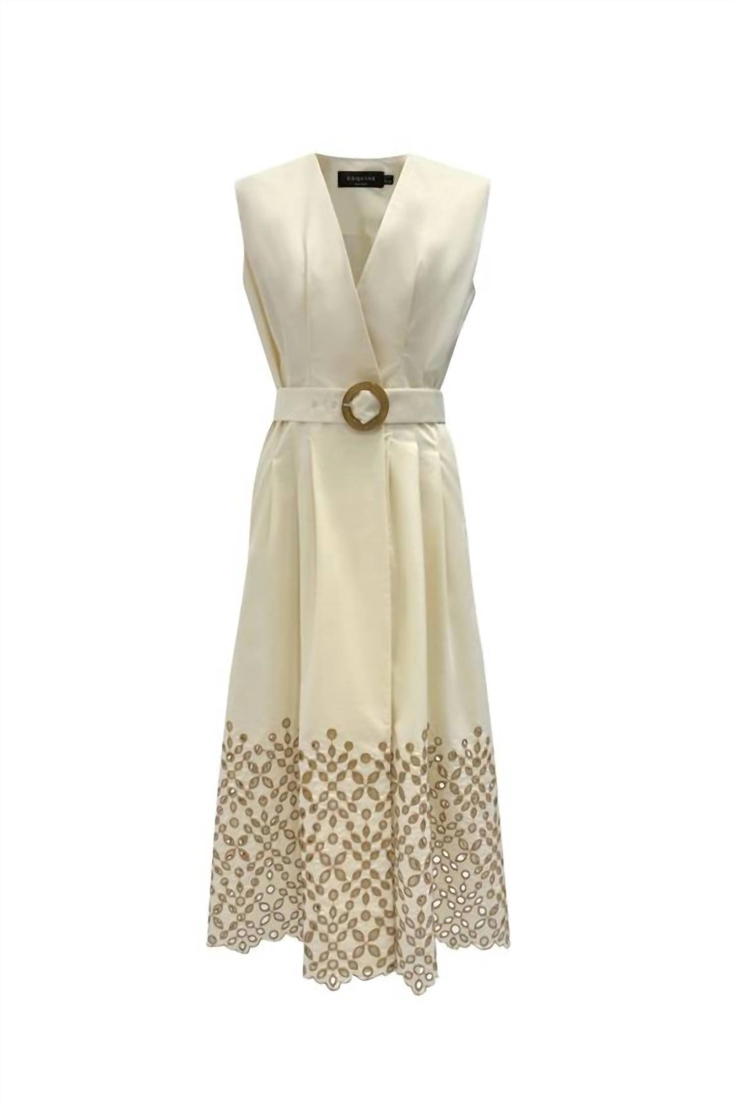 EXQUISE Women's Mackenzie Midi Dress in cream - women's dress