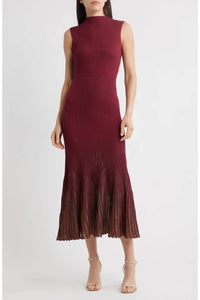 Moon River - MOCK NECK PLEATED MIDI DRESS