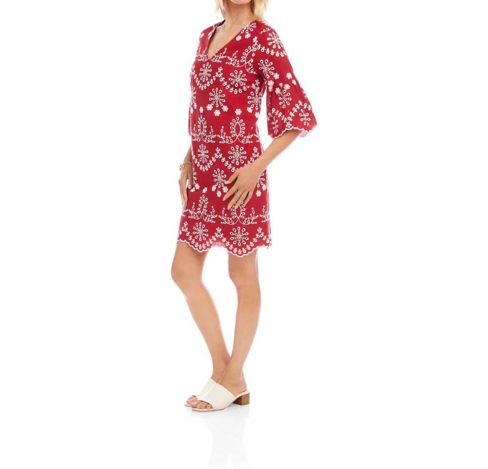 Karen Kane - Flare Sleeve Embroidered Dress