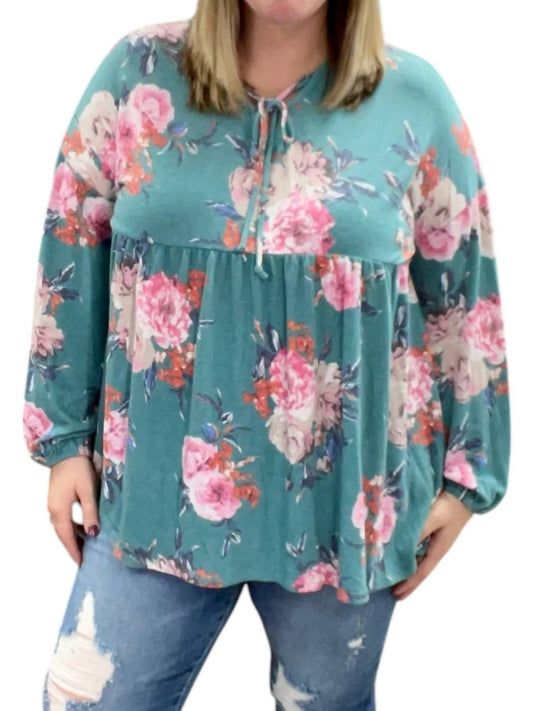 Honeyme - Floral Babydoll Tunic Top