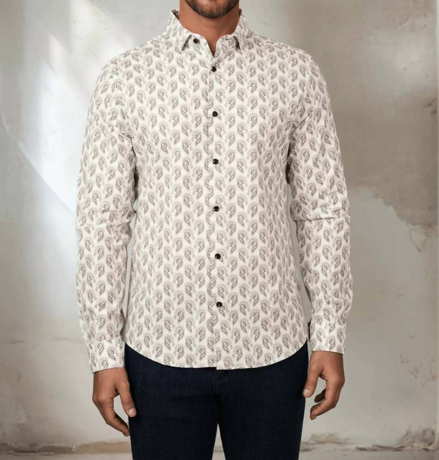 Stone Rose - Printed Feather Paisley Shirt