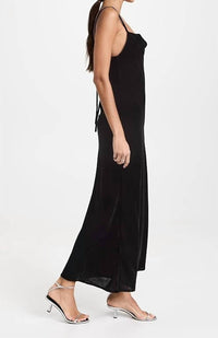 RHODE Jemima Velvet Midi Dress in black - women's dress - alternate view
