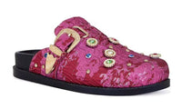 Azalea Wang - Women's Quinby Brocade Buckle Strap Mules Clog