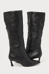 STEVE MADDEN Women's Lavan Kitten Heel Knee High Boots in black - women's shoe - detail view