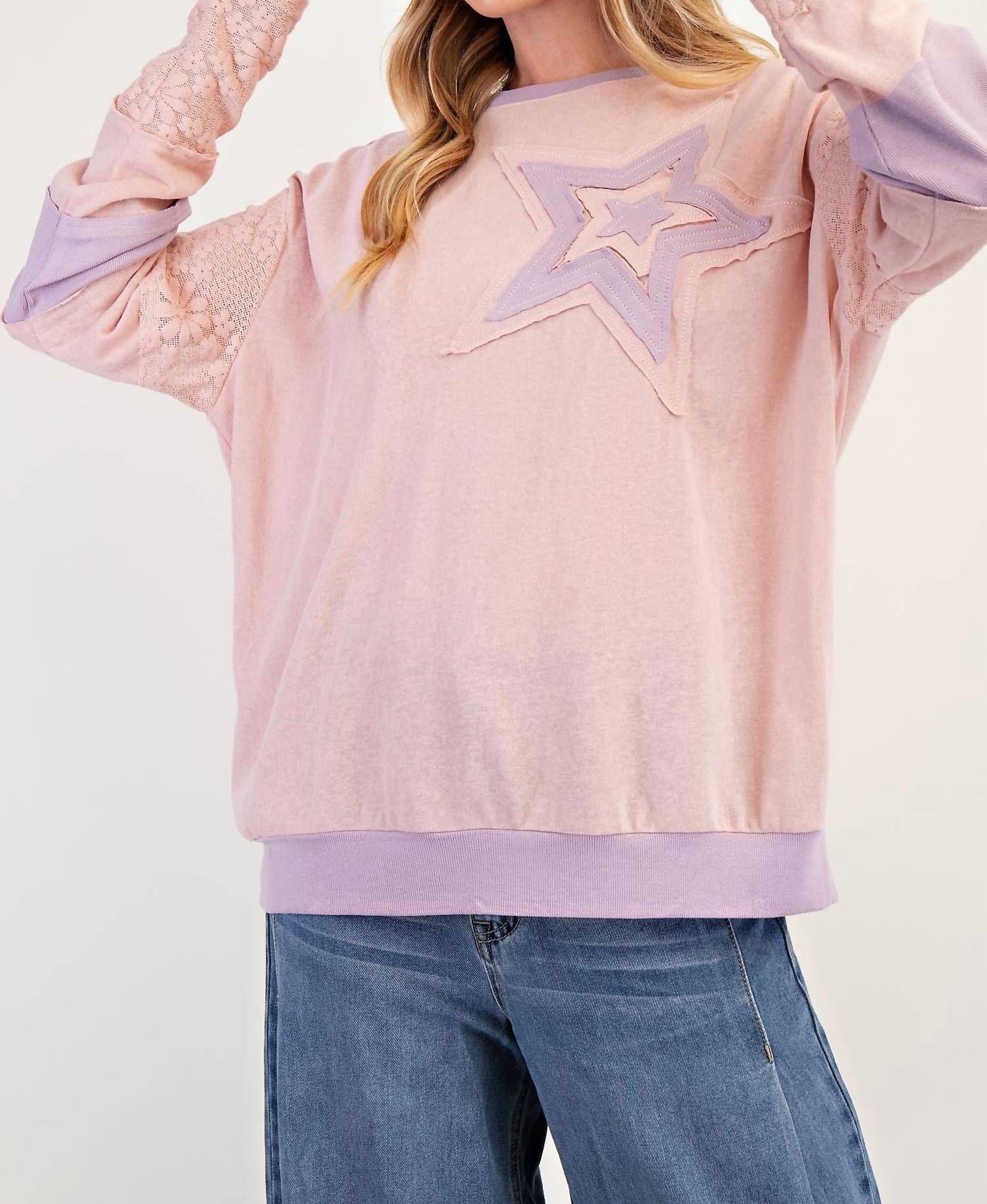 Easel - Star Patch Long Sleeve Top