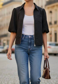 Vava - Bubble Sleeve Zip Jacket