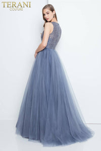 Terani Couture - Sleeveless V-neck Tulle Prom Ball Gown