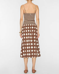 Misa Los Angeles Roxie Midi Dress in choco rattan pop mix - women's dress - alternate view