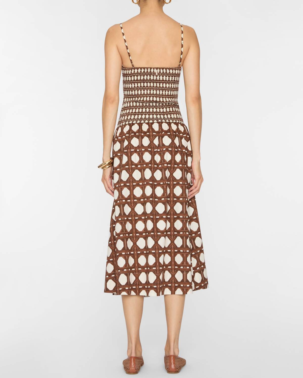 Misa Los Angeles Roxie Midi Dress in choco rattan pop mix - women's dress - alternate view