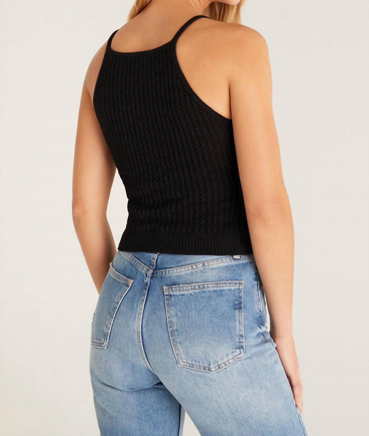 Z Supply Diana Sweater Tank Top in black - women's tank top - detail view