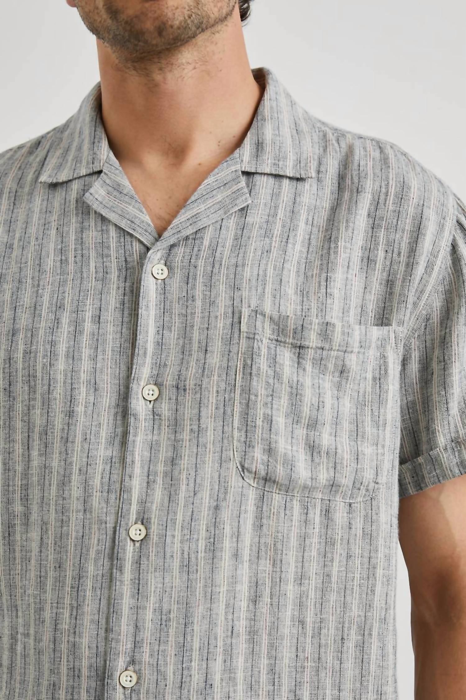 Rails Waimea Shirt Top in quinoa navy stripe - men's shirt - alternate view