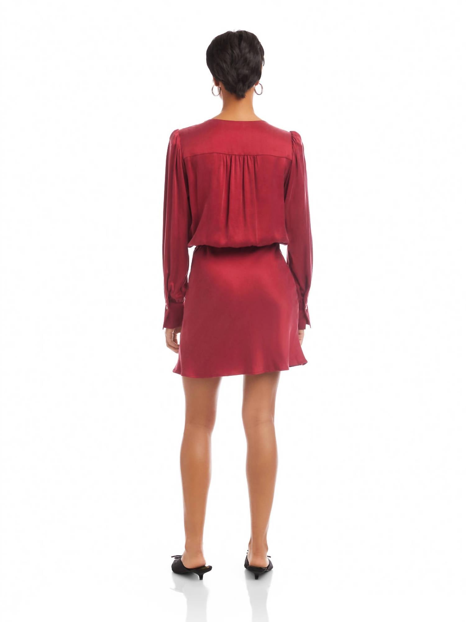 Fifteen Twenty Denise Drape Front Mini Dress in brick - women's dress - alternate view