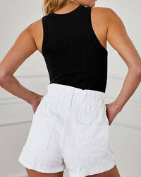By Together Lia Knit Tank in black - women's tank top - detail view