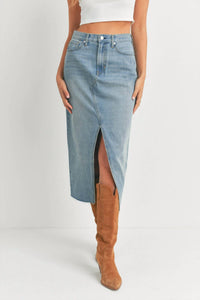 JUST BLACK DENIM Open Slit Skirt in denim - women's skirt - view 4