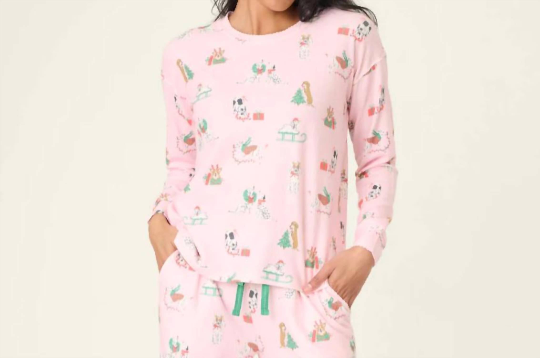 Pj Salvage - Peace And Pawlidays Dog Print Long Sleeve Top