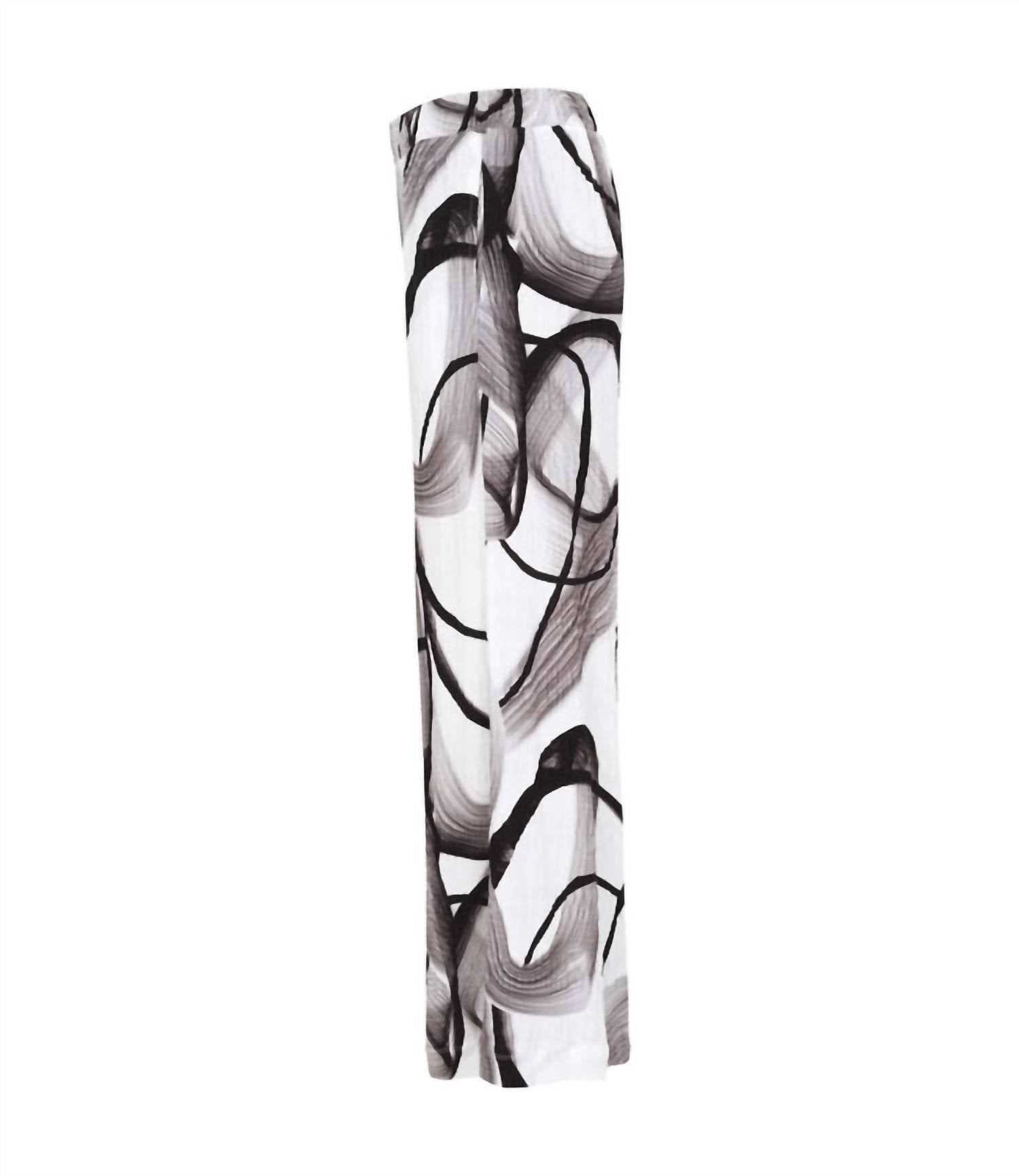 DOLCEZZA Women's Swirl Print Pants in black white - women's pants - detail view