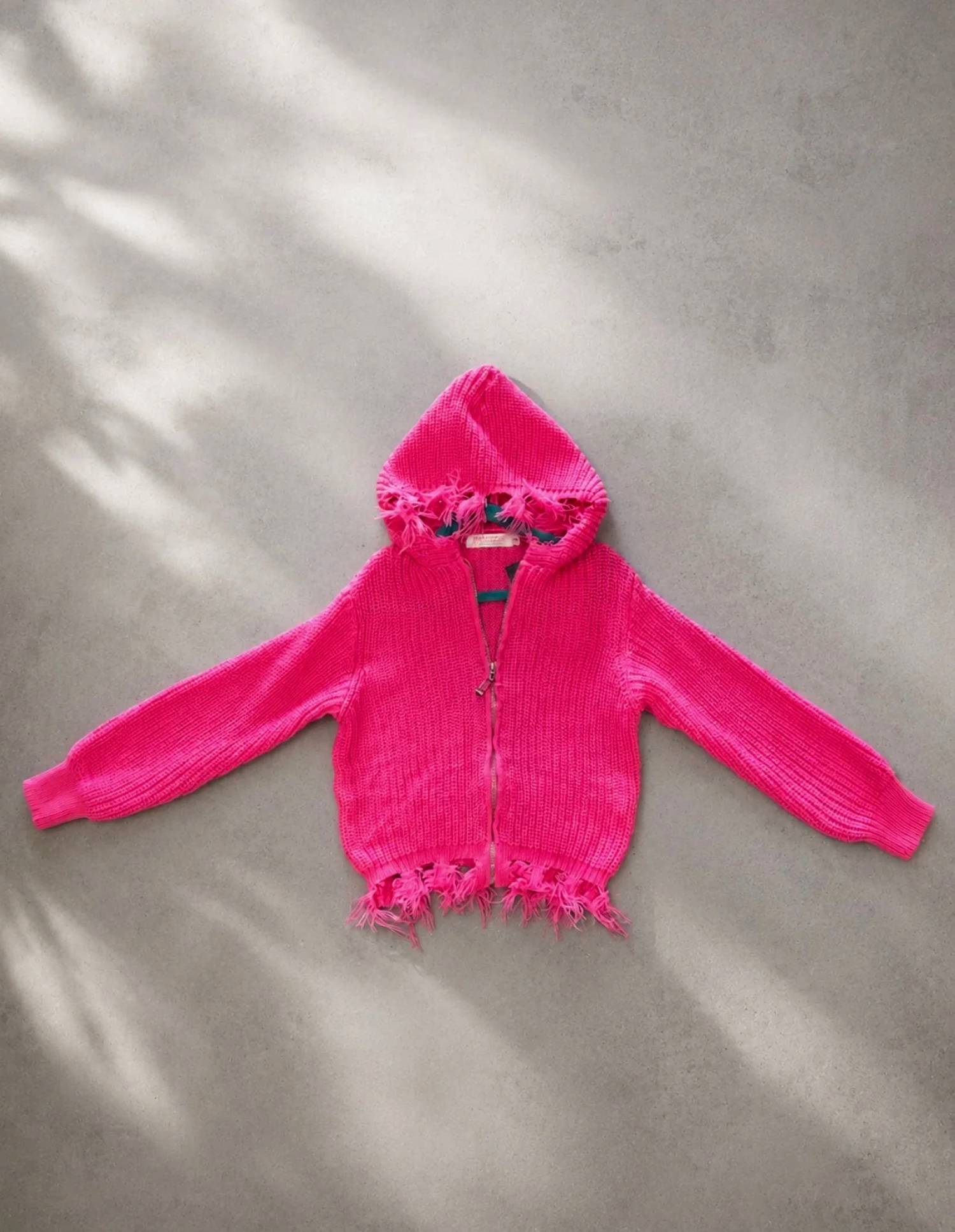 Tweenstyle - Girls Knit Distressed Zip Hoodie Sweater
