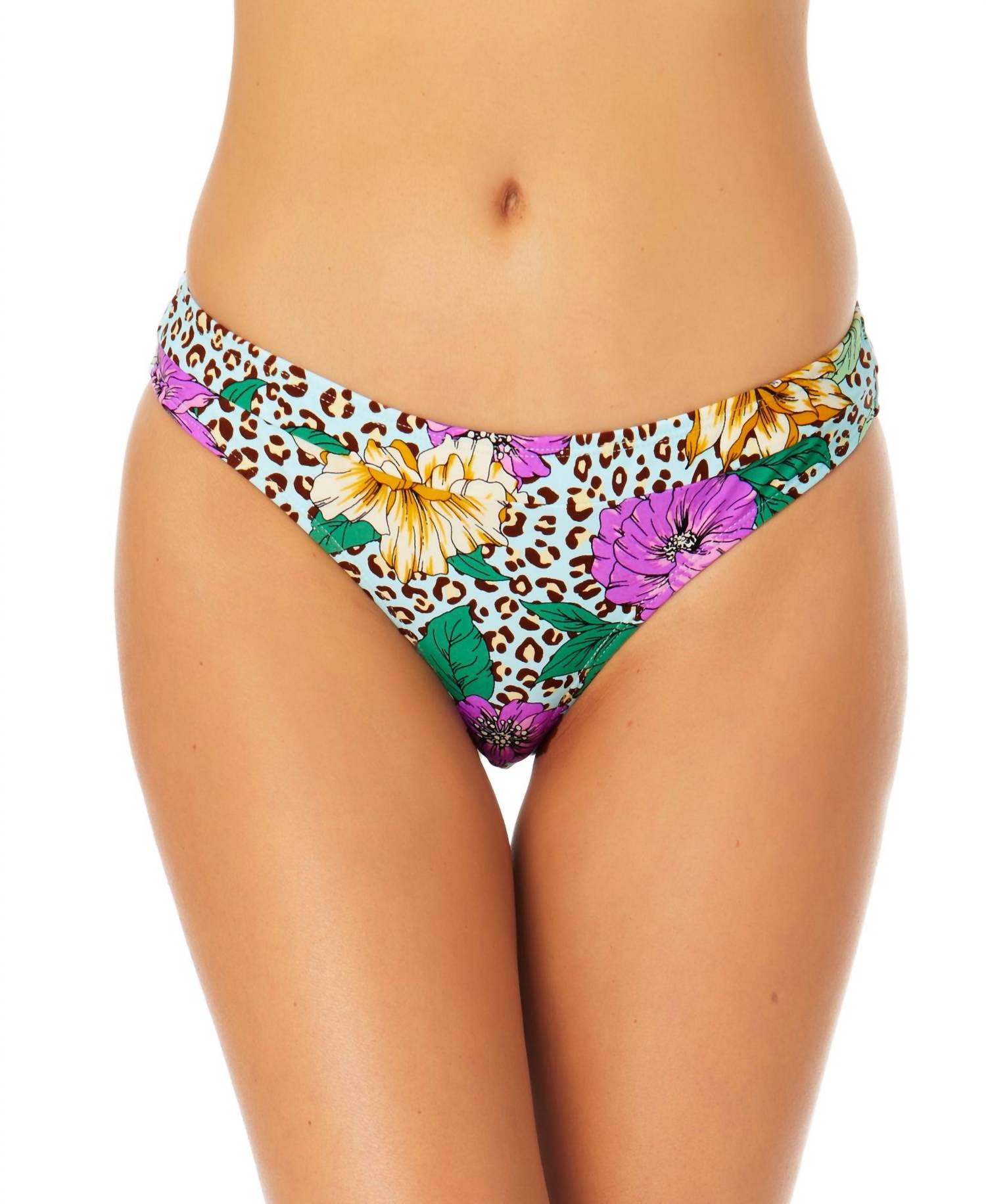 California Waves - Juniors Animal-Print Banded Hipster Bottoms