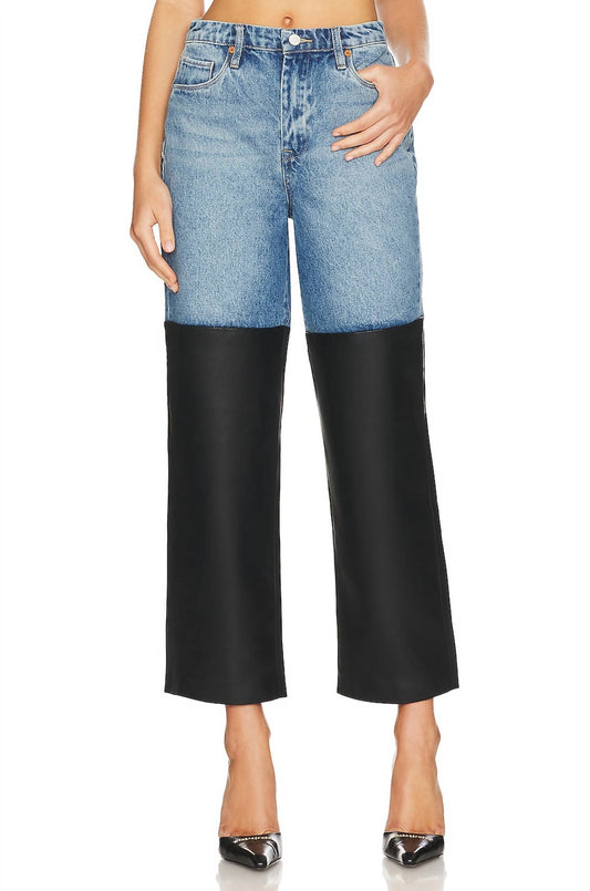 Blanknyc - RIBCAGE STRAIGHT LEG DENIM WITH FAUX LEATHER PANTS