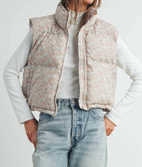 Buttermelon - High Neck Floral Puffer Vest