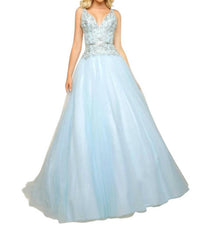 Mac Duggal - Fit and Flare Ball Gown With Lace and Bead Applique