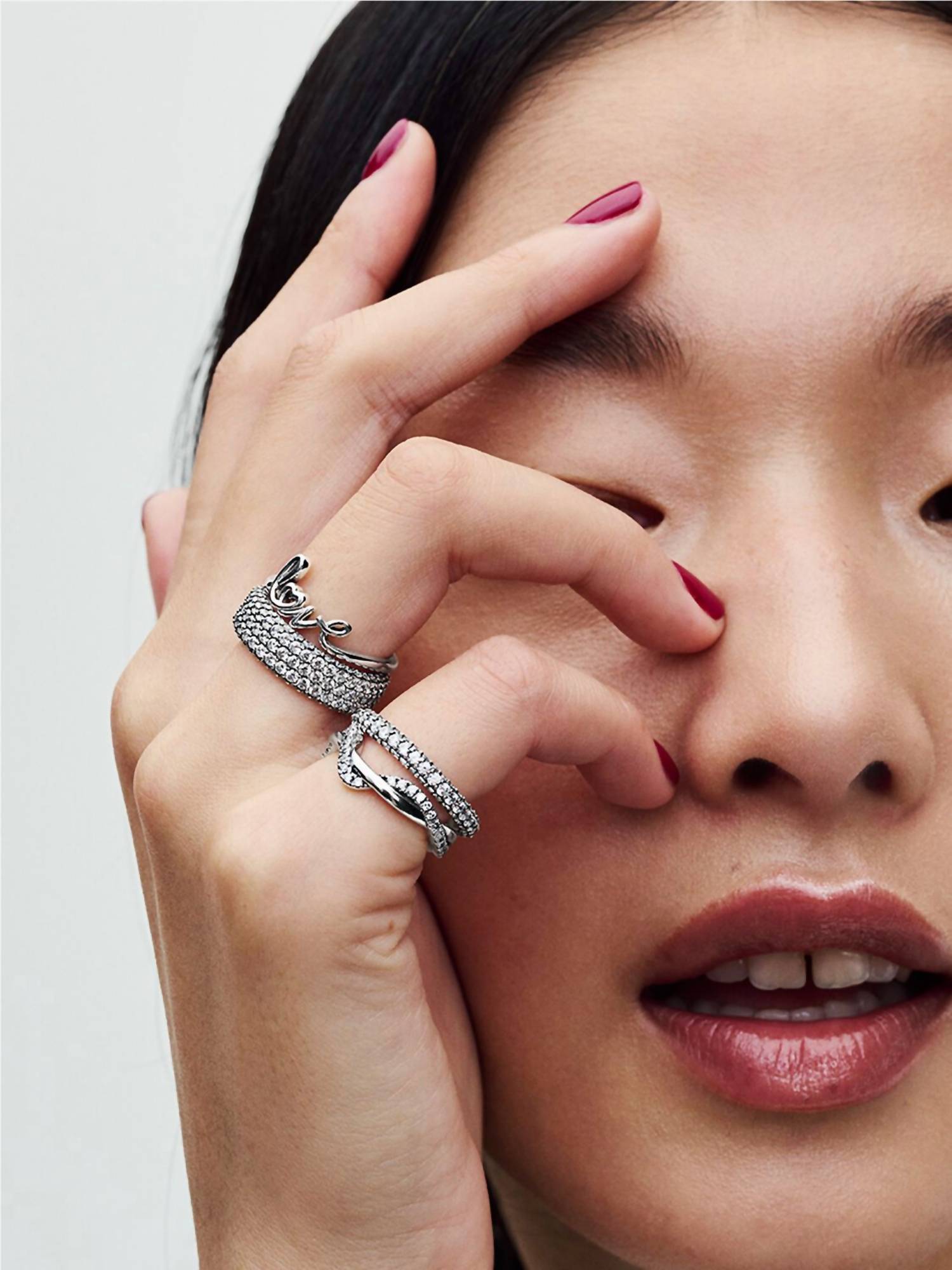 Pandora Women's Sparkling Intertwined Wave Ring in silver - women's jewelry - alternate view