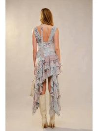 Blue B - Women's Arianna Asymmetrical Ruffle Scarf Dress