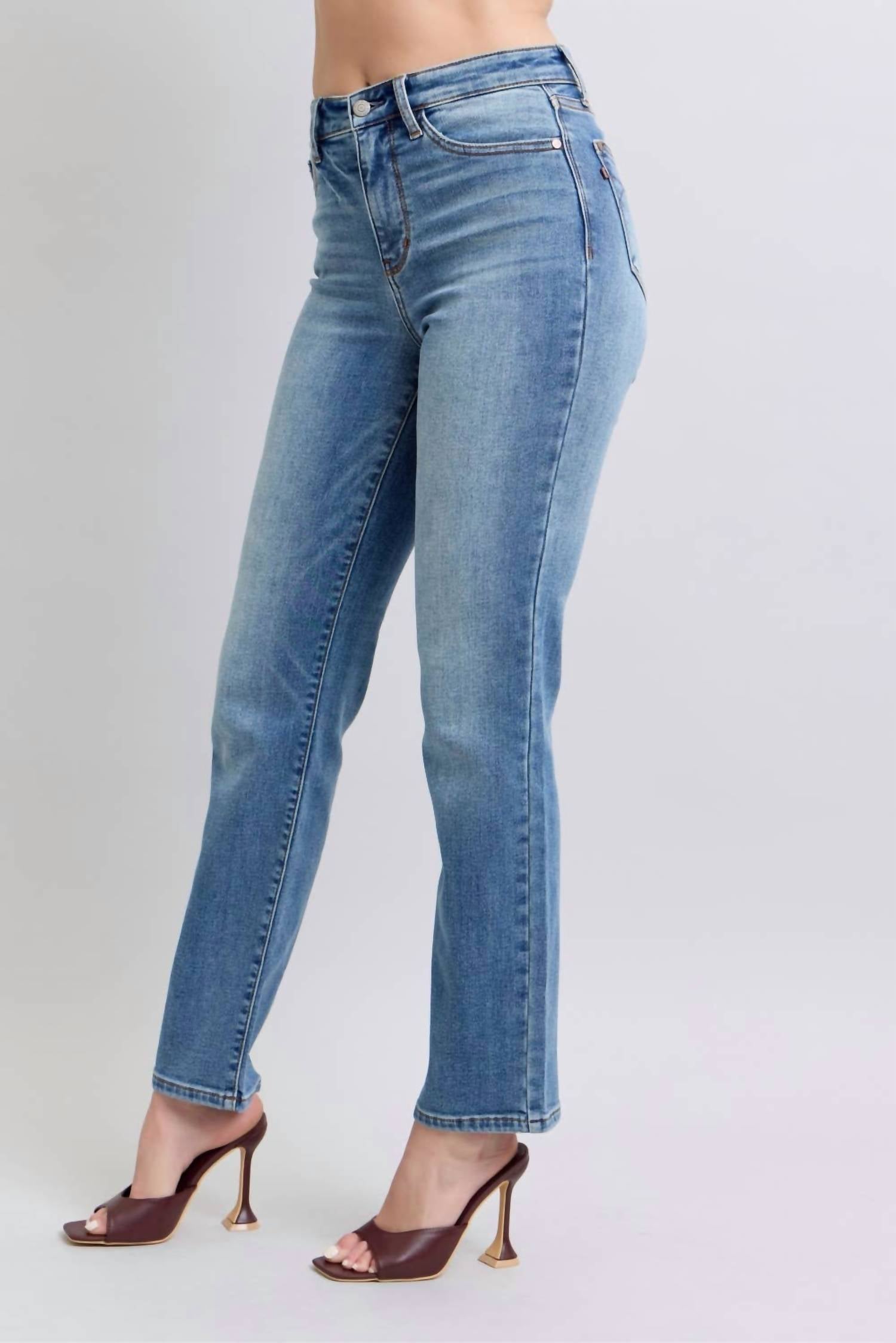 Judy Blue - Women's Vintage Wash Thermal Straight Jeans