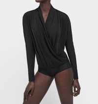 Wolford Shannon V-neck Bodysuit in black - women's shirt